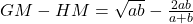 GM-HM=\sqrt{ab}-\frac{2ab}{a+b}